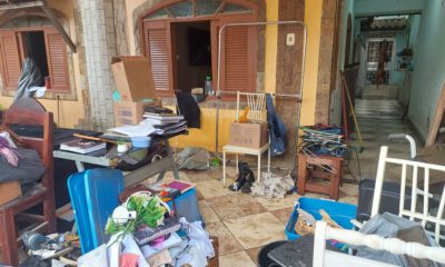 Casa no bairro da Posse, em Nova Iguaçu, após os temporais de sábado