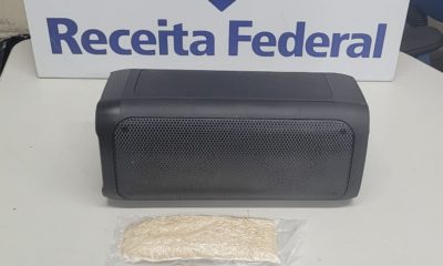 Receita Federal apreende mais de R$ 60 mil em cocaína dentro de caixa de som no aeroporto Galeão (Foto: Divulgação)