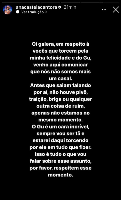 Ana Castela termina namoro