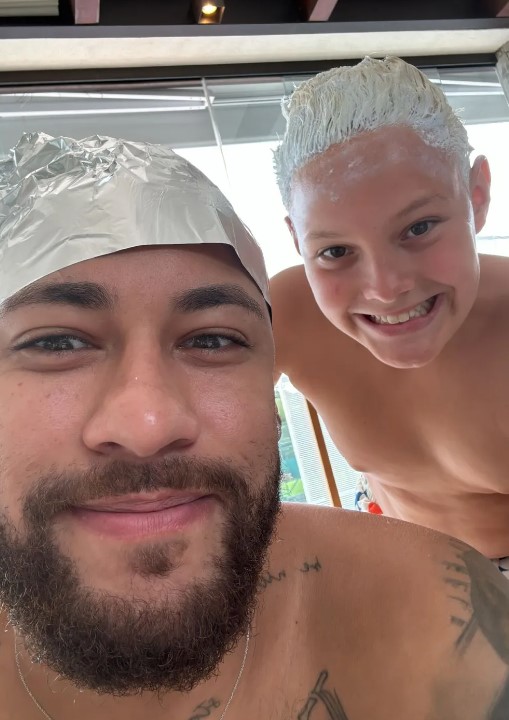 Neymar e o filho Davi Lucca