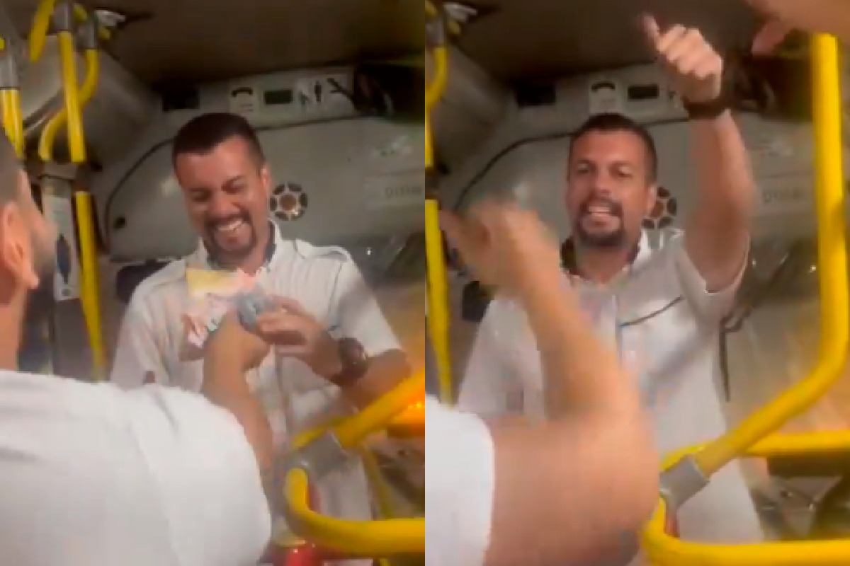 [VÍDEO] Motorista se emociona após ganhar 'vaquinha' de passageiros durante o réveillon (Foto: Reprodução)