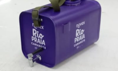 Camarote Novex Rio Praia faz ação no ensaio técnico da Mocidade