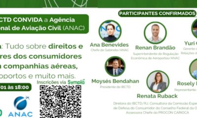 IBCTD promove live com a Anac sobre direitos e deveres do consumidor na relação com companhias aéreas (Foto: Divulgação)