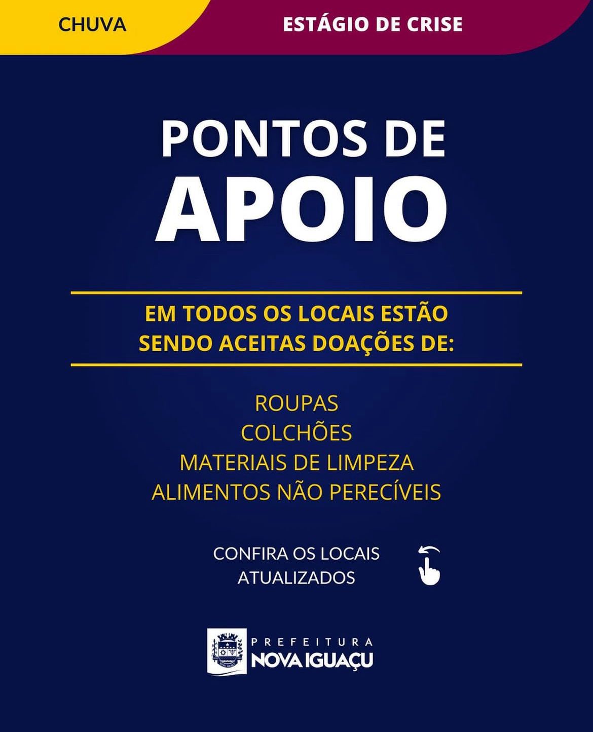 Pontos de Apoio divulgados pela Prefeitura de Nova Iguaçu