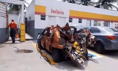 Cilindro de GNV explode e deixa motorista ferido em Bangu (Foto: Reprodução)