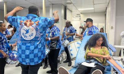 Hemorio recebe visita de Beija-Flor para incentivar doação de sangue