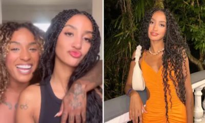 Filha de Rodriguinho ao lado da mãe, Nanah