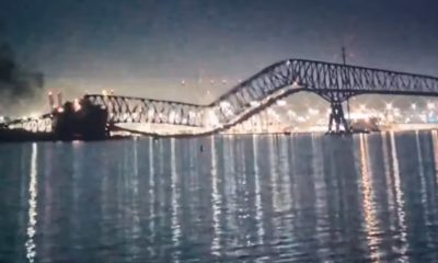 Ponte desmorona após ser atingida por navio cargueiro