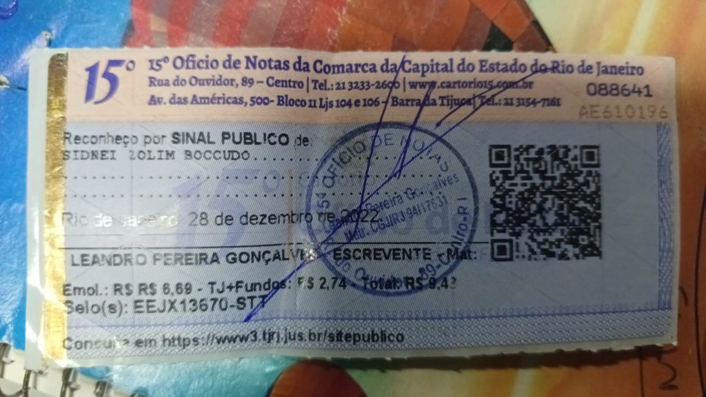 Selos carimbado do 5º Ofício de notas apreendidos