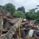 Casa desaba após fortes chuvas em Nilópolis, na Baixada Fluminense