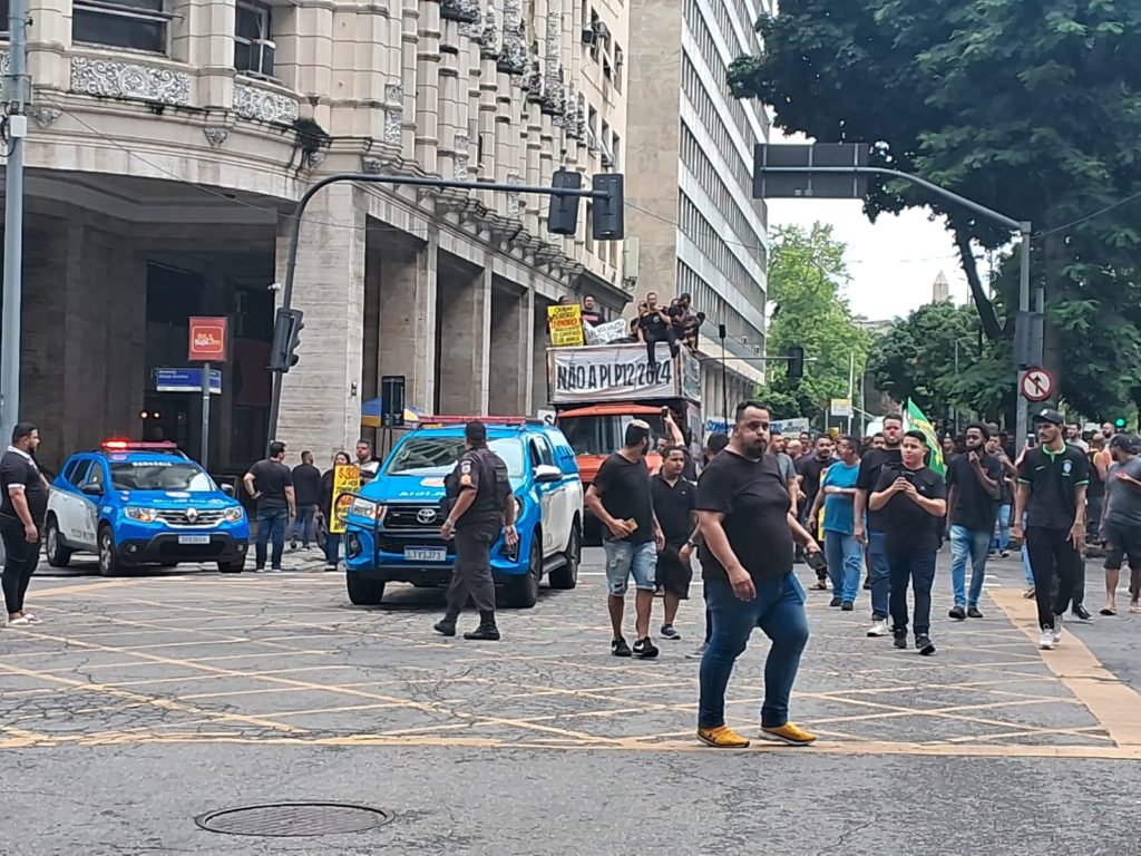 Manifestação de motoristas de aplicativo.