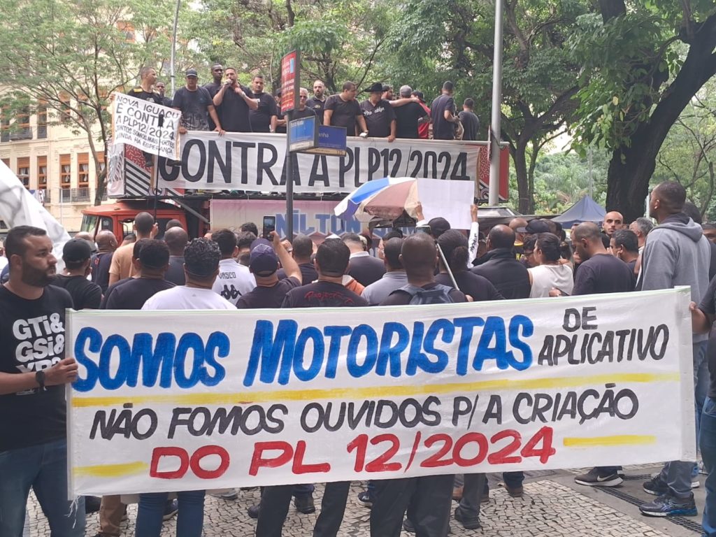 Manifestação de motoristas de aplicativo.