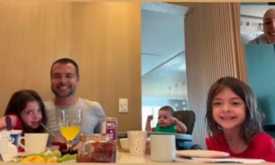 Fabiana Justus tem café da manhã virtual com a família.