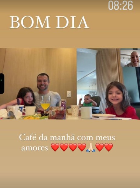 Fabiana Justus tem café da manhã virtual com a família