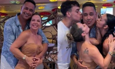 Carla Perez e Xanddy Harmonia ao lado da família.