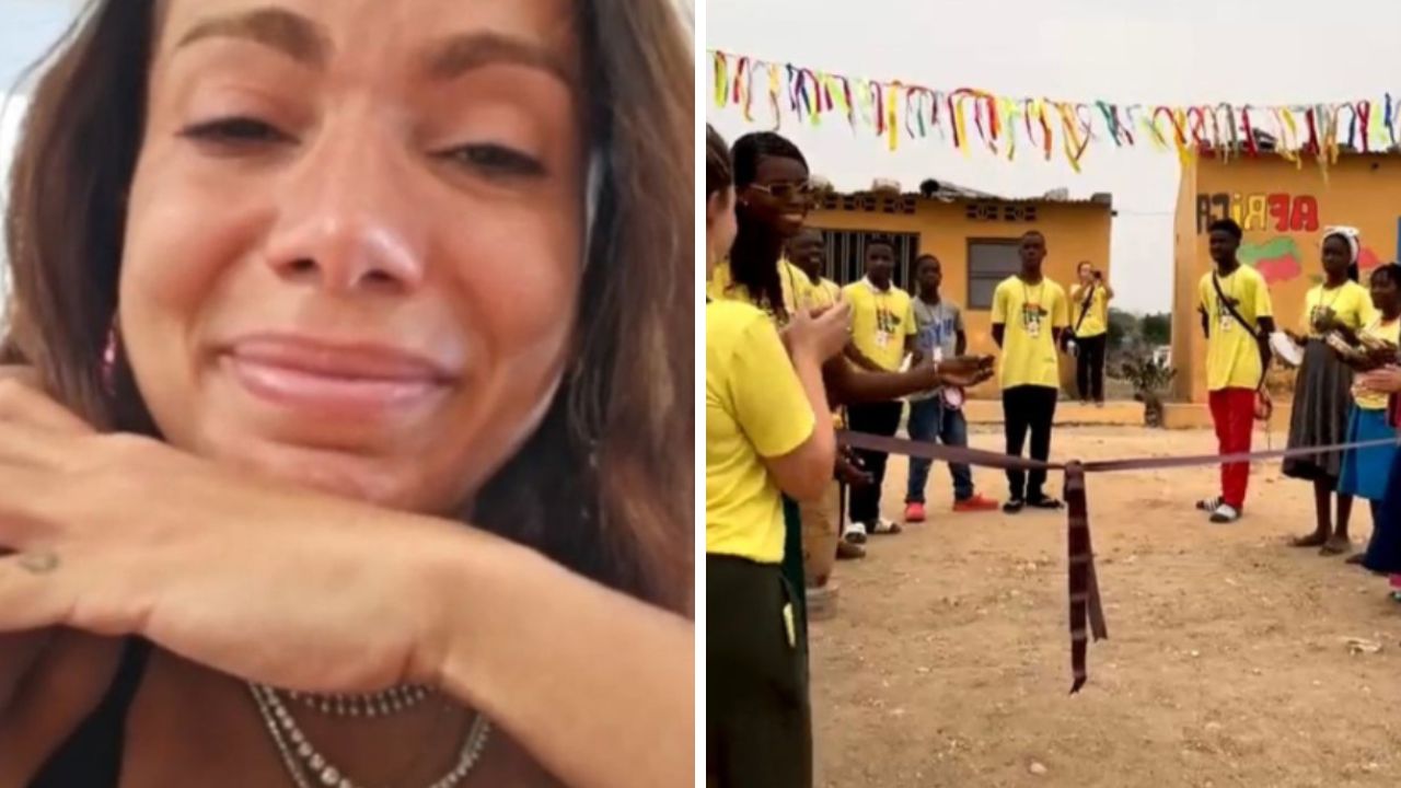 Anitta chora em inauguração de escola na África