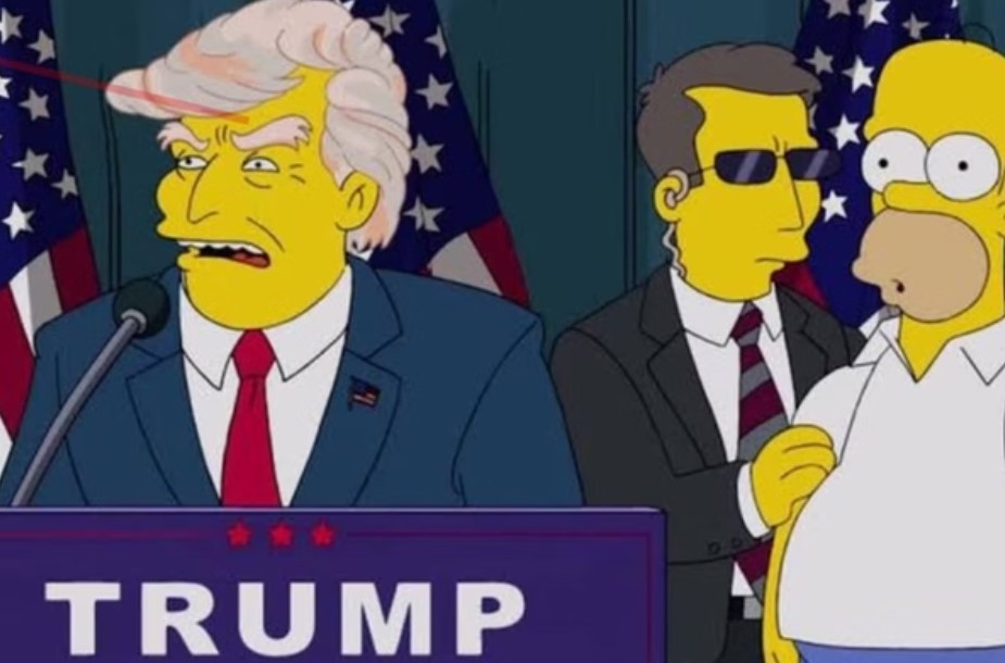 Imagem do episódio de Os Simpsons que retrata morte de Donald Trump