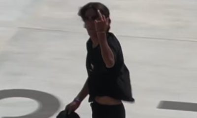 Skatista Jhancarlos González faz gesto obsceno após desempenho ruim