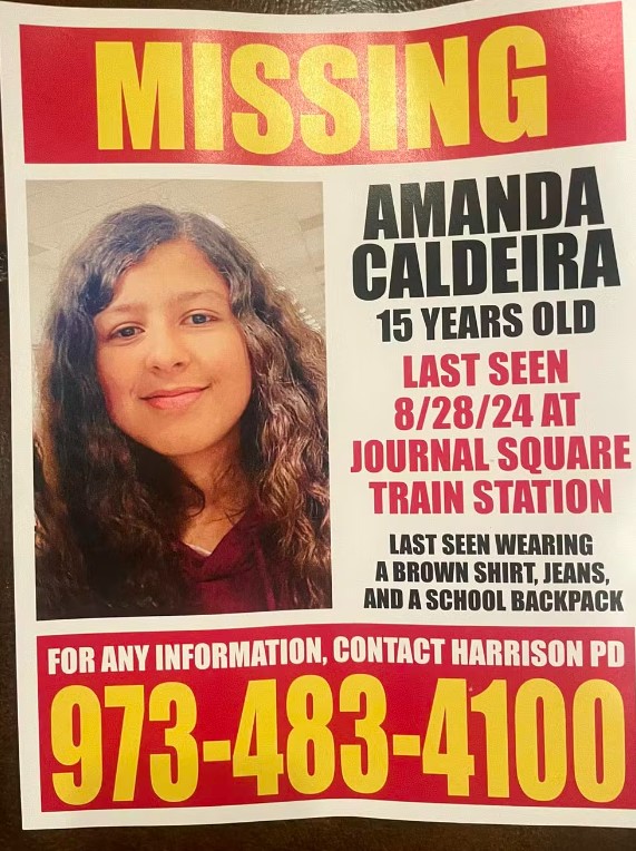 Cartaz mostra jovem filha de brasileiros desaparecida nos Estados Unidos. 