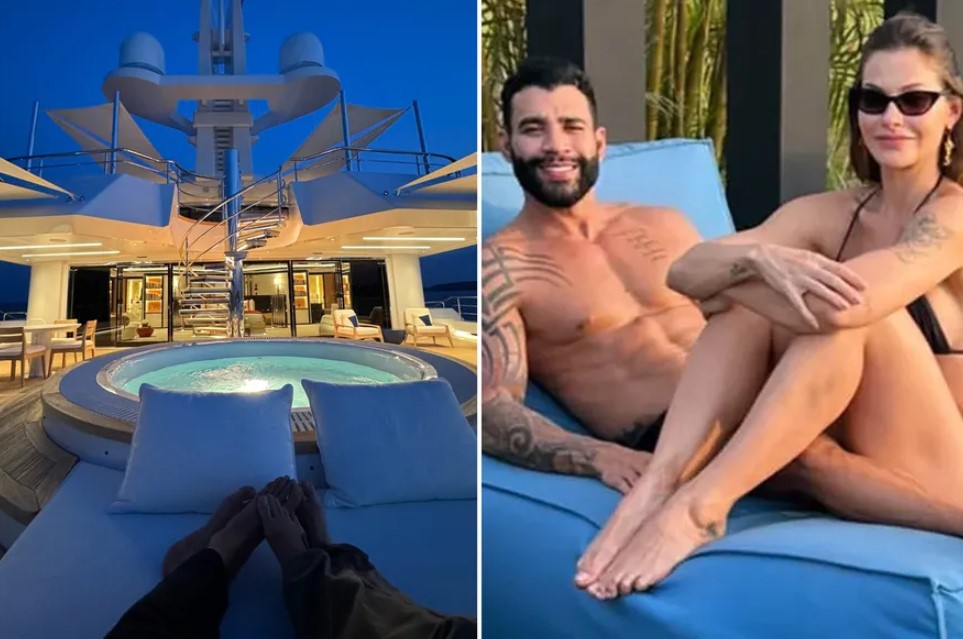 Gusttavo Lima e a esposa, Anressa Suita curtem iate de quade R$ 1 bilhão.