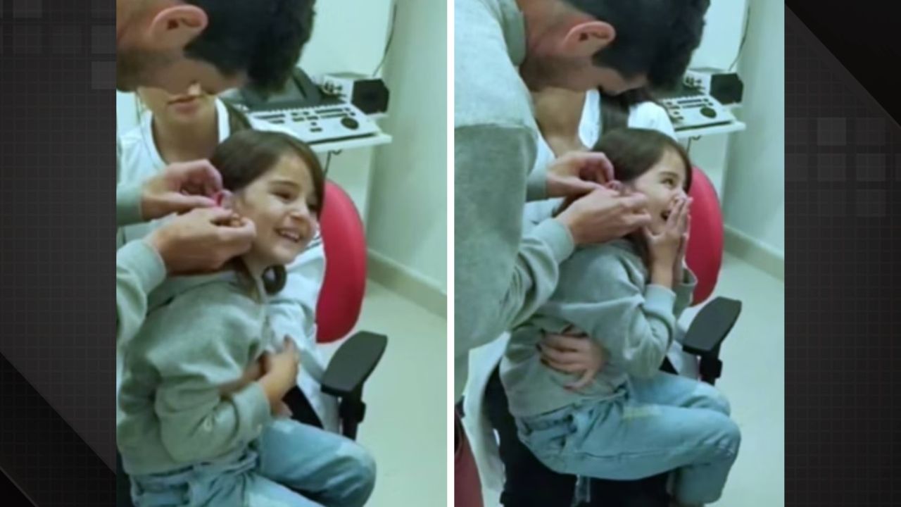 Menina de 6 anos escuta pela 1ª vez após receber aparelho auditivo