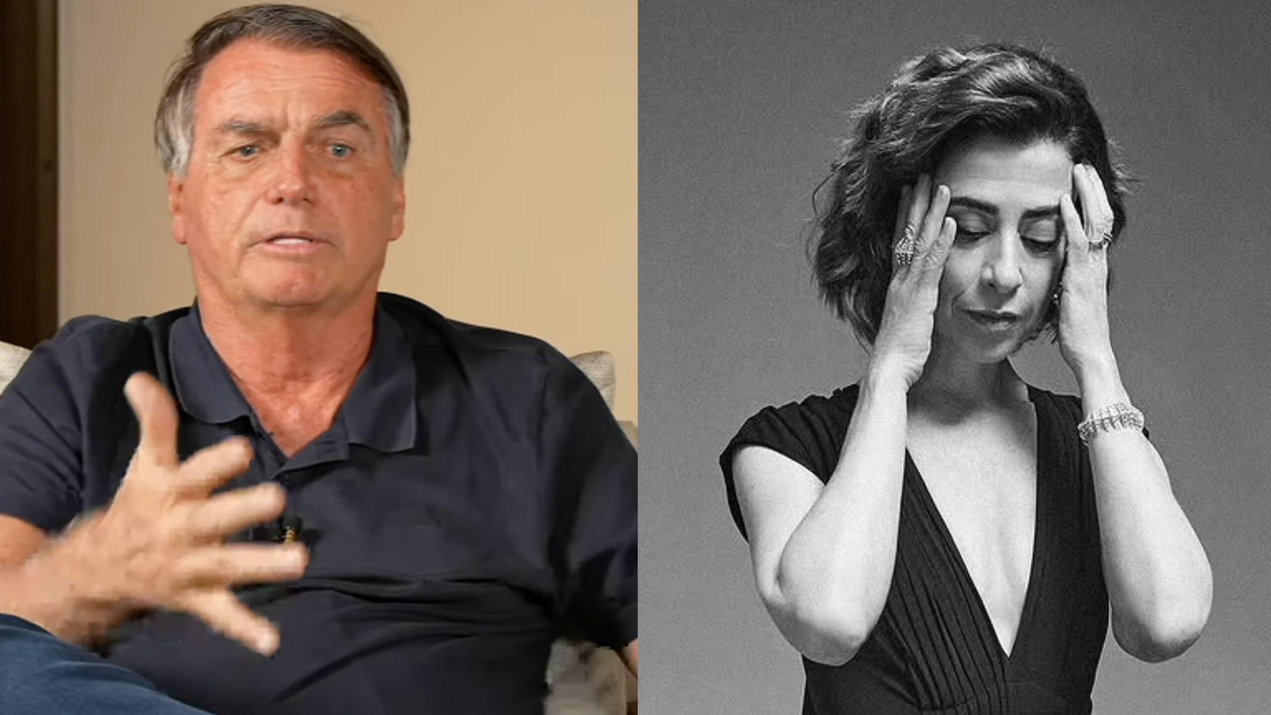 Bolsonaro - Reprodução Léo Dias TV / Fernanda Torres - Reprodução Instagram
