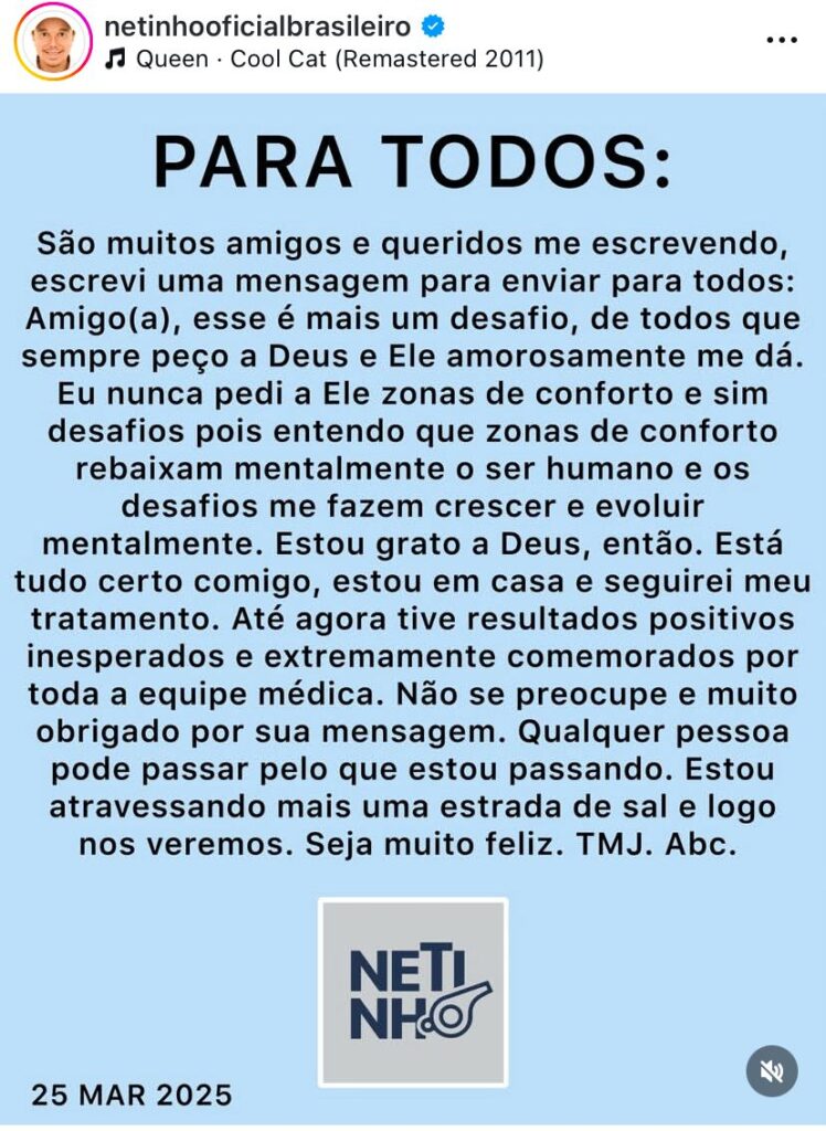 Netinho - Foto: Reprodução / Instagram