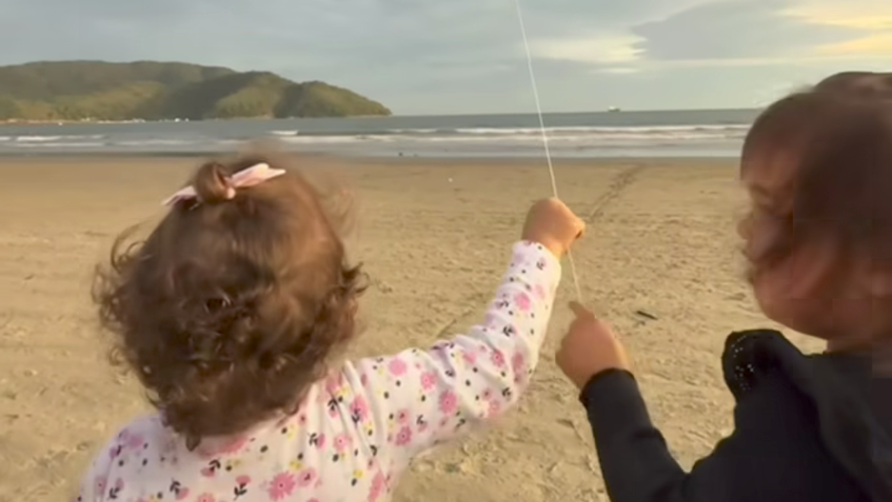 Mavie, filha de Neymar, tenta empinar pipa! O vídeo que derreteu a web!