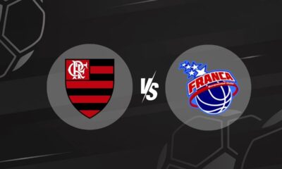 Sesi Franca e Flamengo duelam neste domingo (1), no Pedrocão, pela semifinal do NBB 2024/25 – brasões dos clubes lado a lado