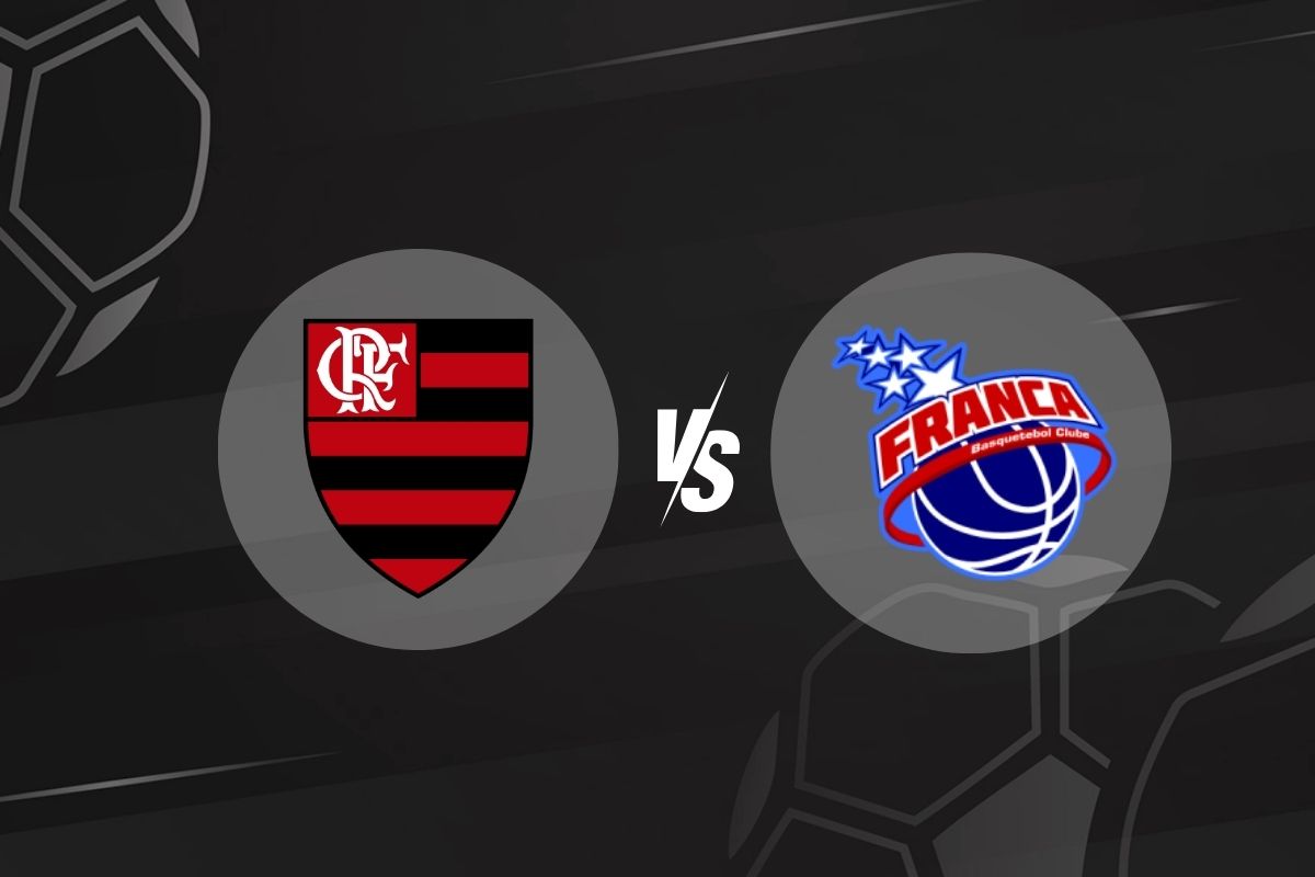 Sesi Franca e Flamengo duelam neste domingo (1), no Pedrocão, pela semifinal do NBB 2024/25 – brasões dos clubes lado a lado