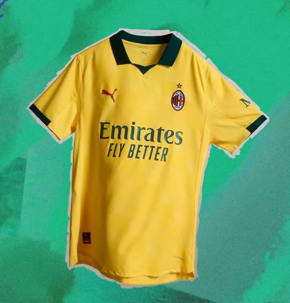 Nova terceira camisa do Milan, em homenagem ao Brasil