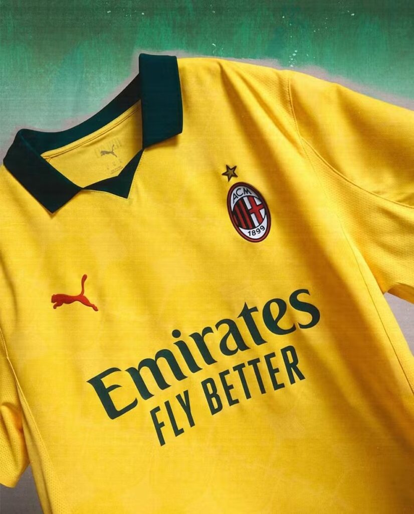 Nova terceira camisa do Milan, em homenagem ao Brasil