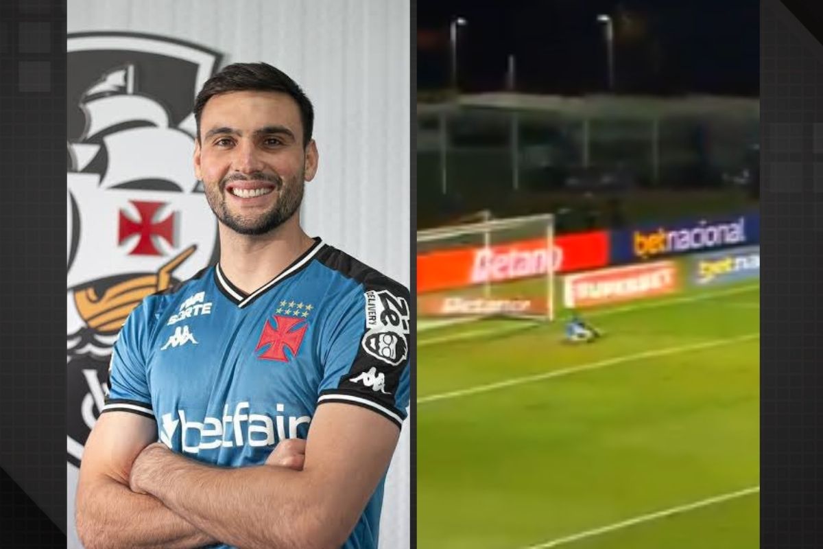 Daniel Fuzato engole frango. Foto: Matheus Lima/Vasco