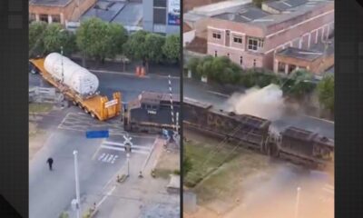 Acidente entre trem e carreta de gás natural em Paraíba do Sul