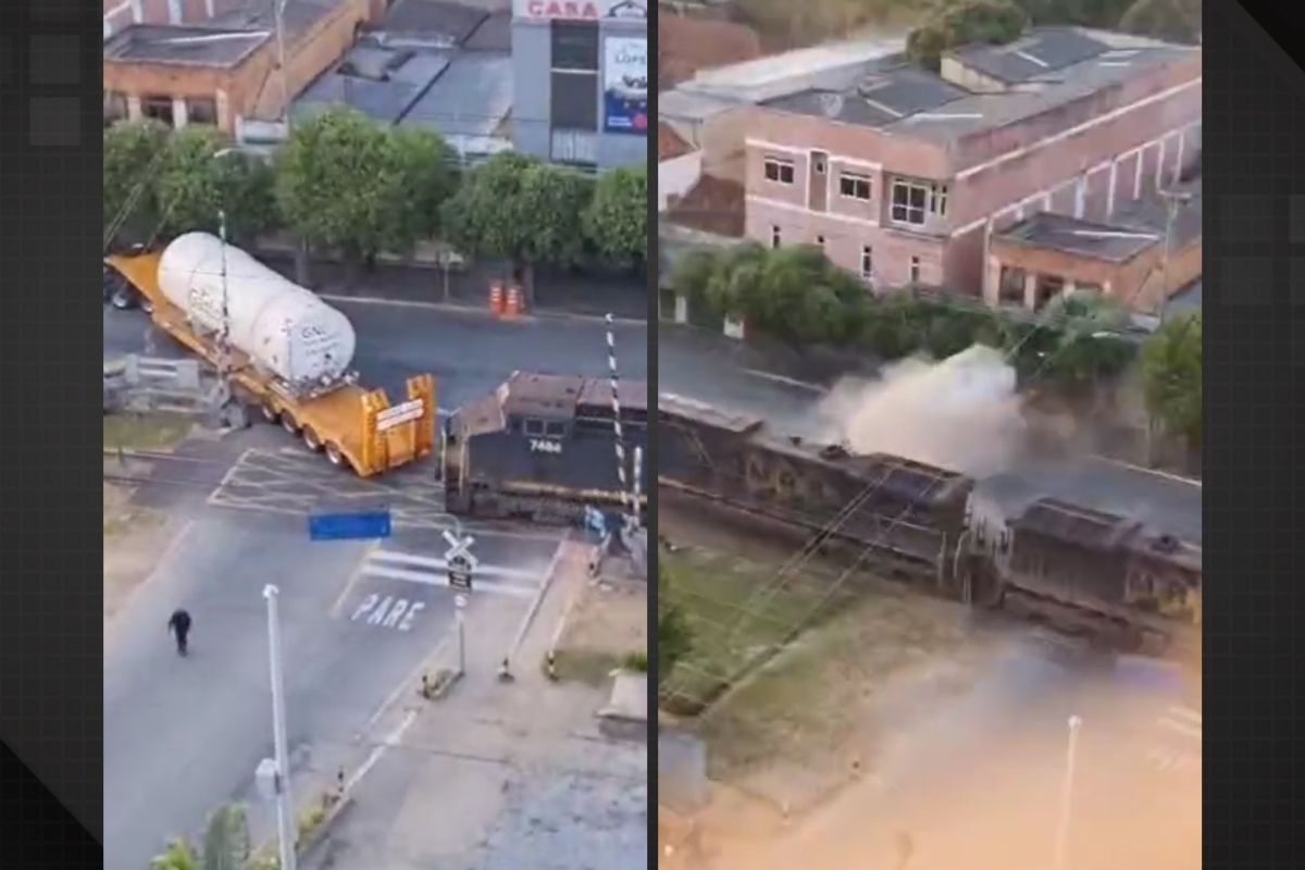 Acidente entre trem e carreta de gás natural em Paraíba do Sul