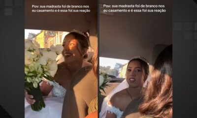 Noiva viraliza ao ver madrasta de branco em seu casamento