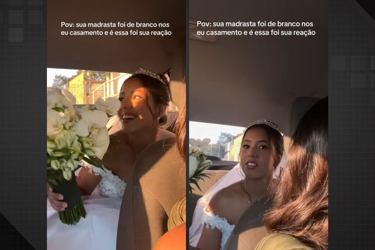 Noiva viraliza ao ver madrasta de branco em seu casamento