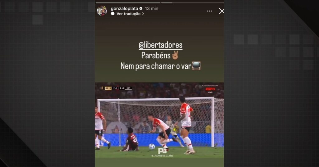 Plata ironiza lance da expulsão nas redes sociais. Foto: Reprodução/Instagram