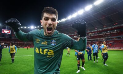 Thiago Volpi goleiro do Grêmio. Foto: Lucas Uebel/Grêmio