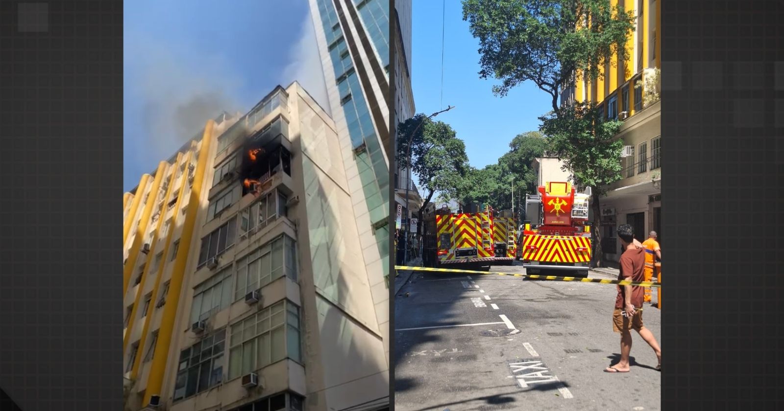 Incêndio atinge prédio na Cinelândia, no Centro do Rio