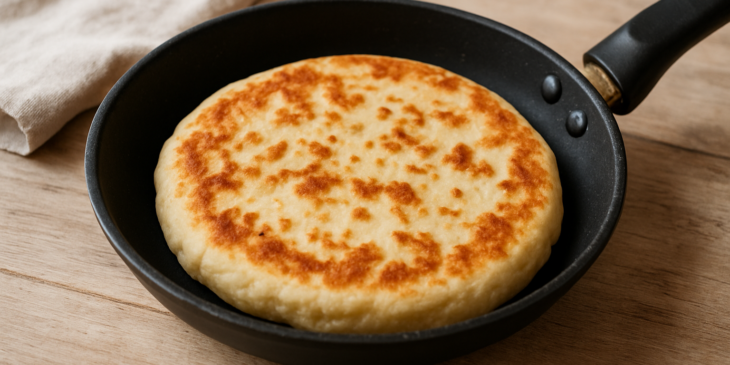 Pão de frigideira pronto em minutos para o seu café
