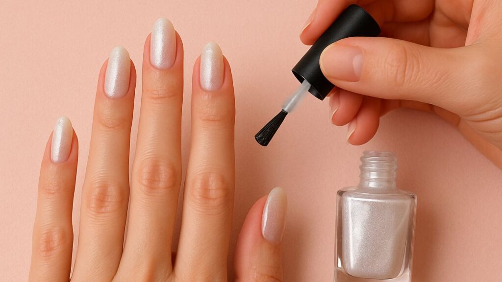 O uso de esmalte cintilante pode transformar suas unhas, oferecendo não só brilho, mas também a ilusão de alongamento que realça a beleza das mãos