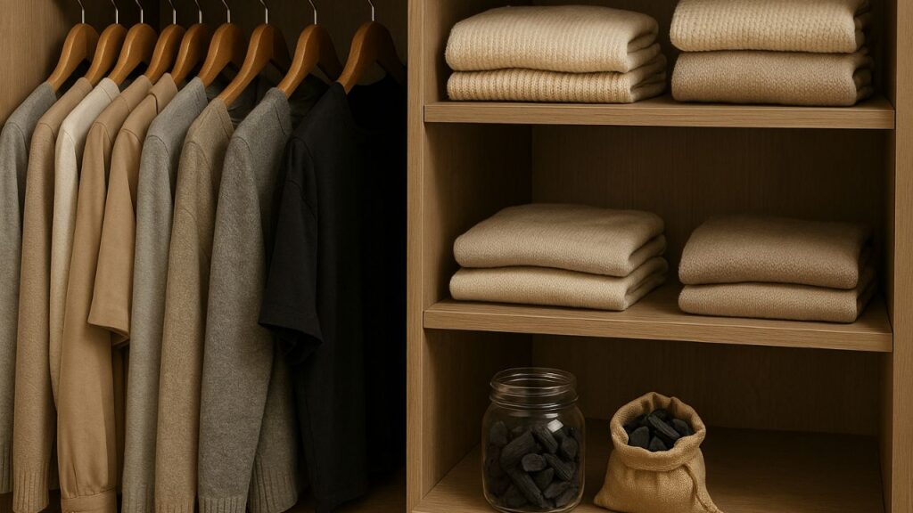 O carvão é amplamente reconhecido como uma solução natural e eficiente para eliminar odores indesejados em armários