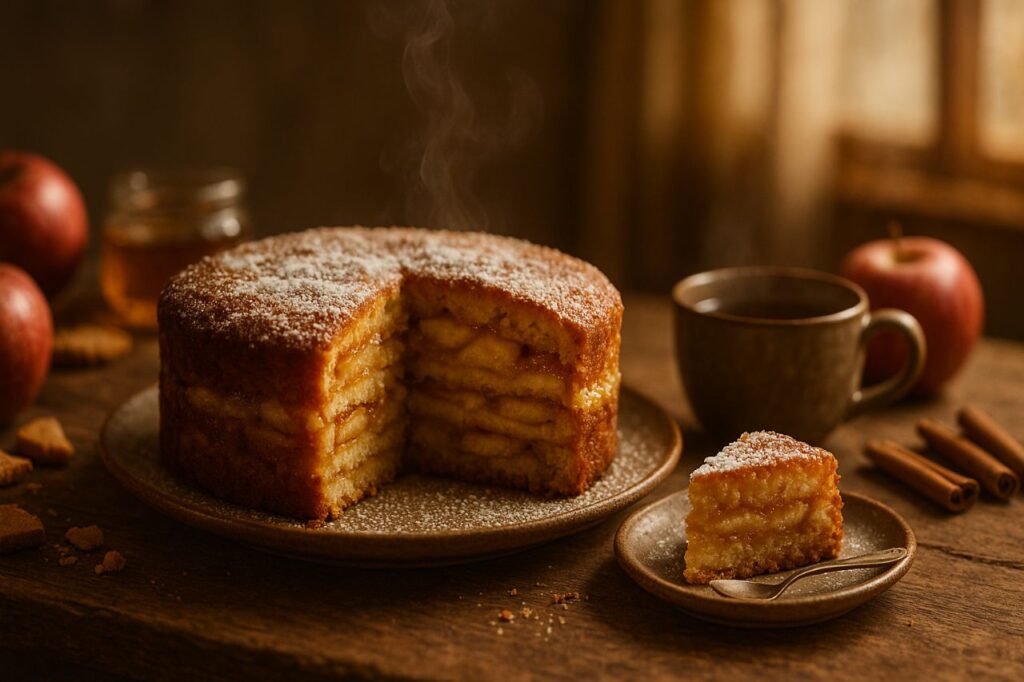 Minha vó ensinou essa receita de bolo com maçã que é fácil de fazer e conquista pelo sabor de infância 