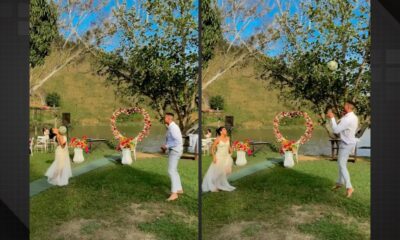 Casal troca passes de bola no altar em Barra do Piraí