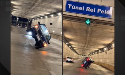 Influencer dirige Chevette em duas rodas no túnel Rei Pelé em Taguatinga