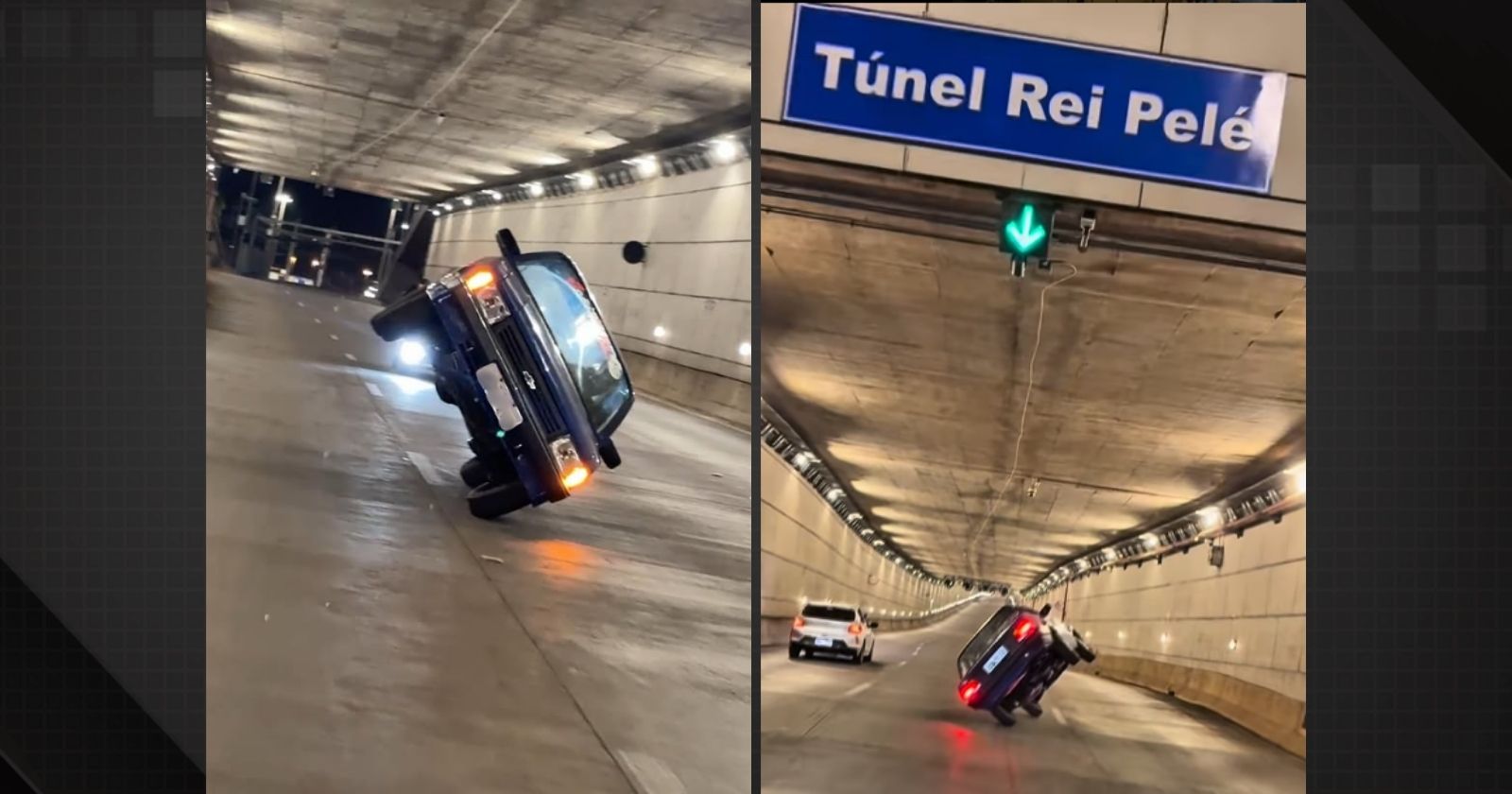 Influencer dirige Chevette em duas rodas no túnel Rei Pelé em Taguatinga