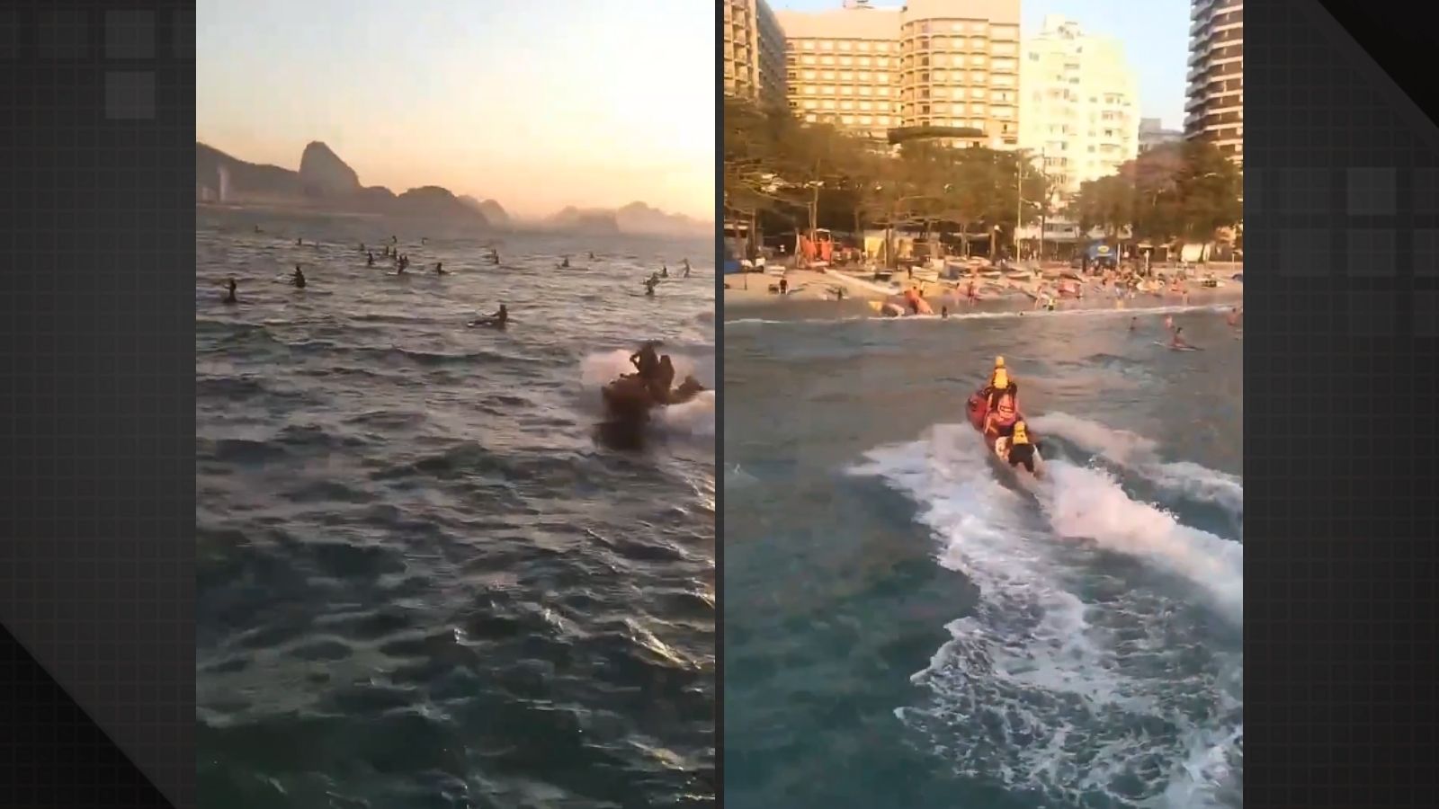 Ventania arrasta praticantes de stand up paddle na Praia de Copacabana
