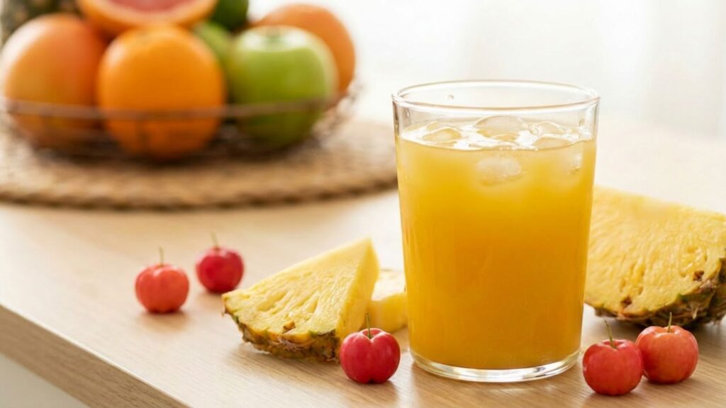 Essa mistura de frutas deixa o suco com um gosto inesperado e bem parecido com refri