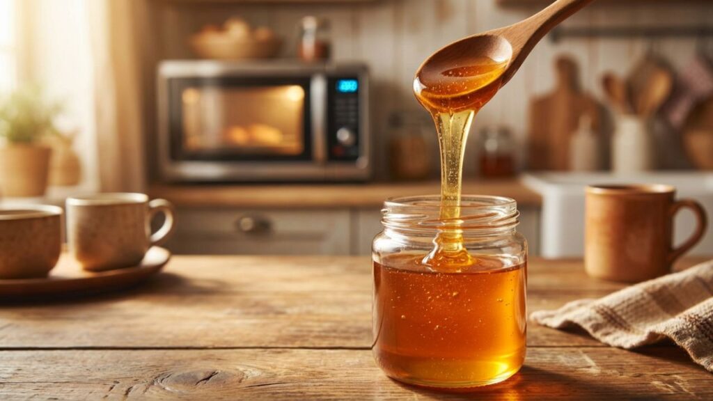 O mel reage de um jeito inesperado quando vai ao micro-ondas